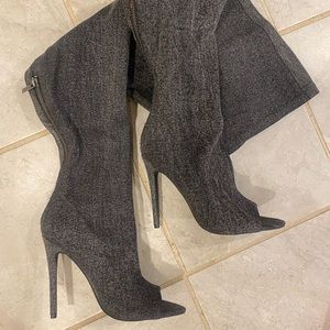 Denim Thigh High Boots